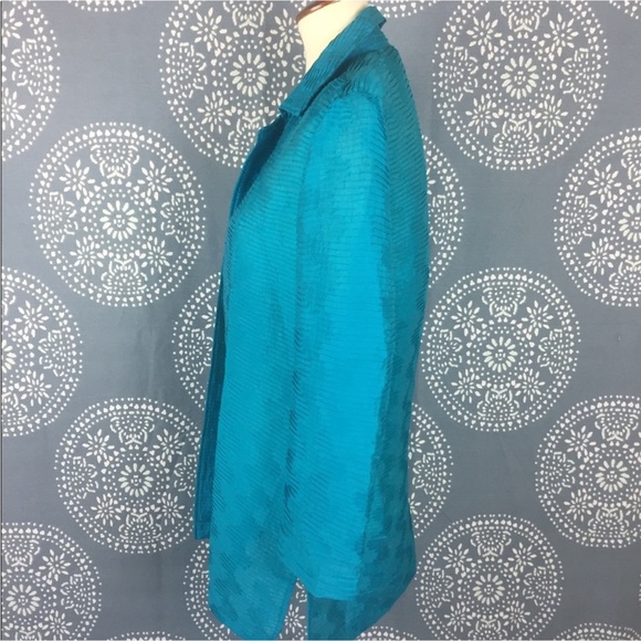 Chico's Travel Collection Textured Shirt Jacket Sz 0 Small Teal Blue Like New - Picture 9 of 17